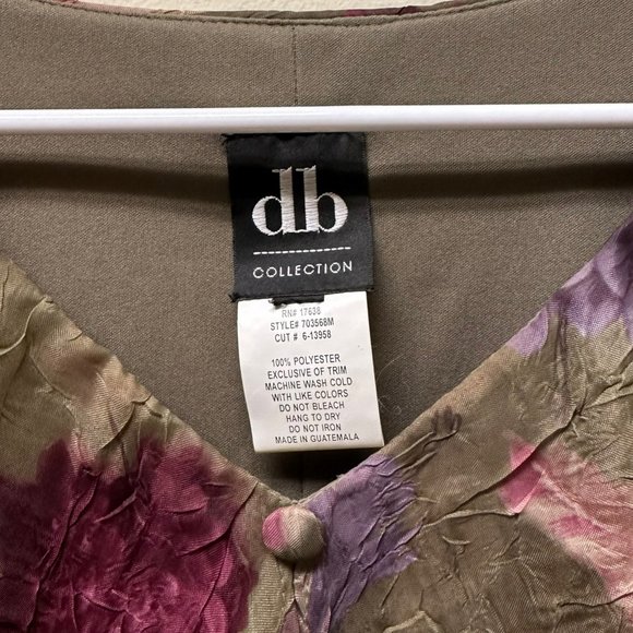 db Collection Formal Green and Burgundy Floral Dress, Size 12, Pre-owned - Picture 5 of 6